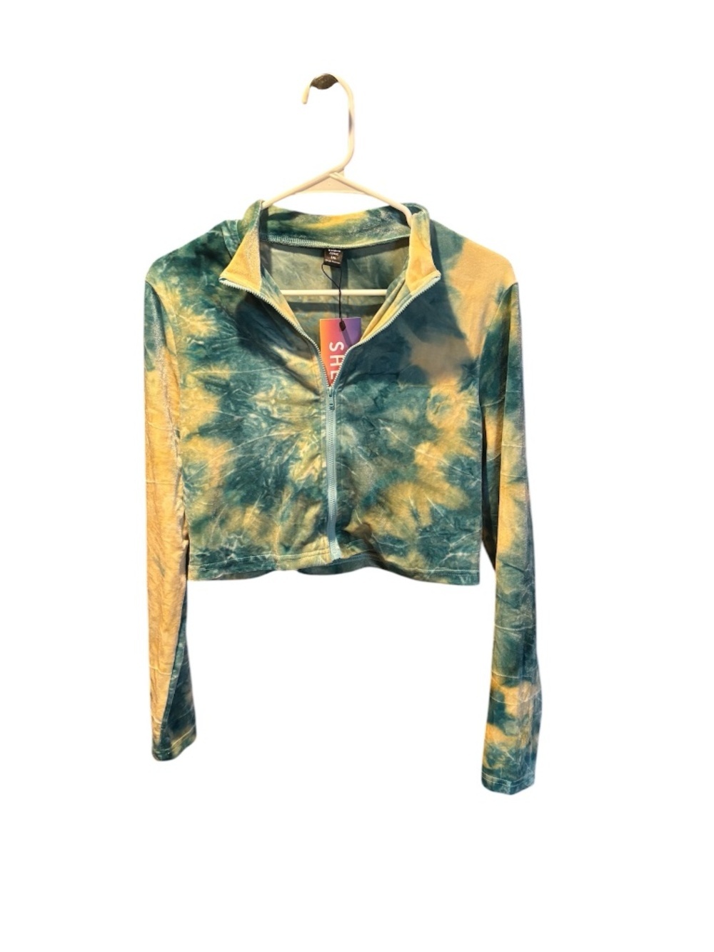 Shein Curve Cropped Tie Dye Full ZIp Velvet Jacket 1X NWT